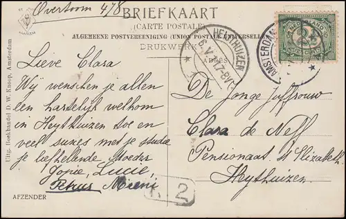 Niederlande AK Amsterdam Overtoom mit Straßenbahn und Kutsche, 5.5.1911