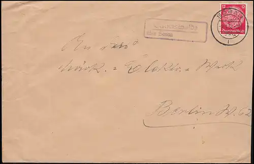 Landpost Eckartswalde sur SORAU 9.4.38 sur lettre à Berlin
