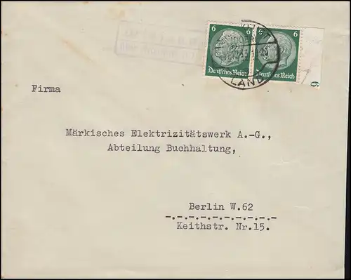 Landpost Wiesenau über FRANKFURT (ODER) LAND 11.12.33 auf Brief nach Berlin