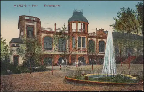 Saarland AK Merzig - Kaisergarten, Feldpostkarte MERZIG 6.5.1918
