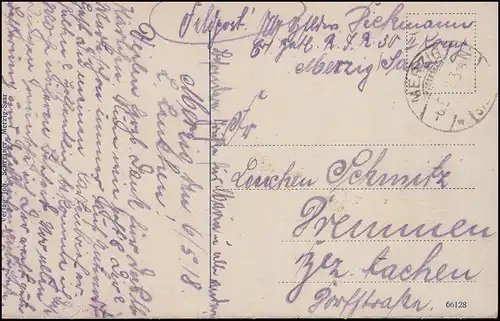 Saarland AK Merzig - Kaisergarten, Feldpostkarte MERZIG 6.5.1918