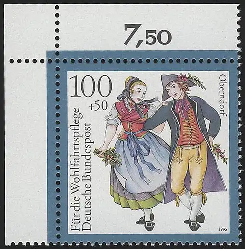 1699 Trachten 100+50 Pf Oberndorf ** Ecke o.l.