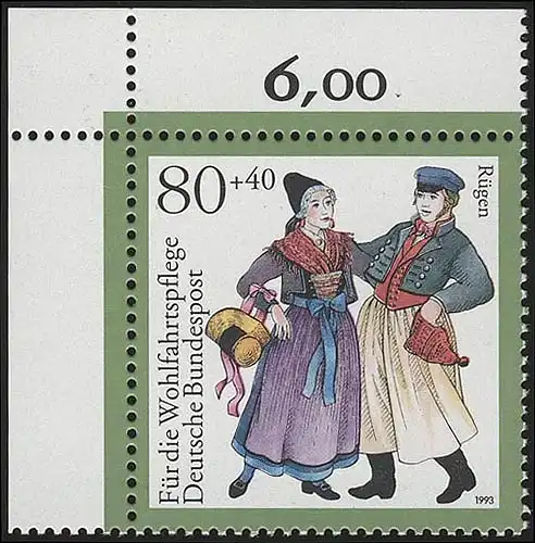 1696 costumes 80+40 pf Rügen ** coin o.l.