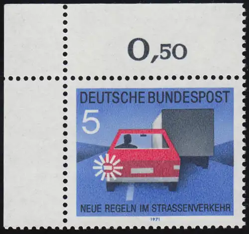 670 Straßenverkehr 5 Pf Fahrtrichtungsanzeiger ** Ecke o.l.