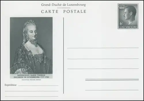 Luxembourg Carte postale P 153 Maria-Theresia 6 Fr. 1980, non utilisée