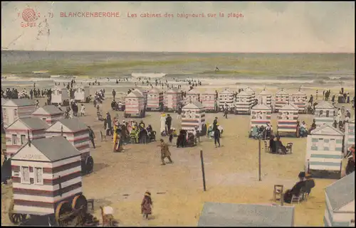 Belgien AK Blankenberge / Blankenberghe: Badekabinen am Strand, 1913