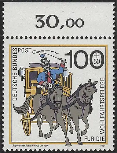 1439 Wohlfahrt Postbeförderung 100+50 Pf ** Oberrand