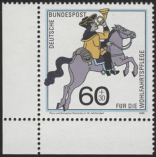 1437 Wohlfahrt Postbeförderung 60+30 Pf ** Ecke u.l.