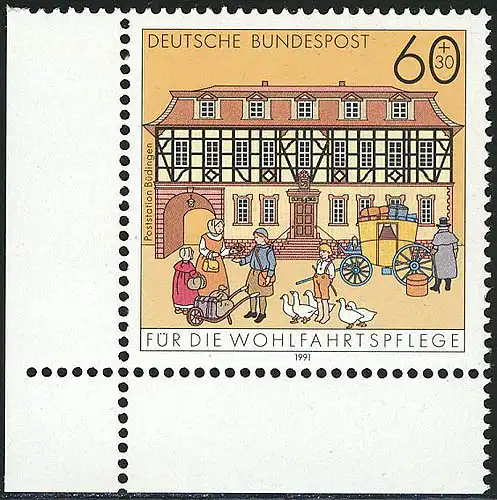 1564 Poststation Büdingen 60+30 Pf ** Ecke u.l.