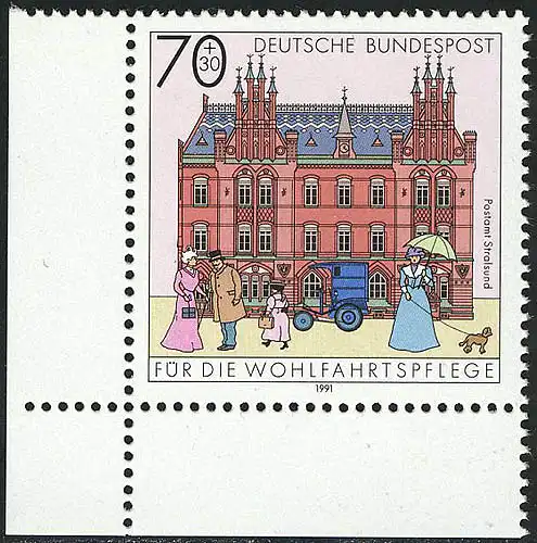 1565 Bureau de poste Stralsund 70+30 Pf ** Coin et l.