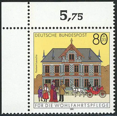 1566 Bureau de poste Lauscha 80+35 Pf ** Coin o.l.