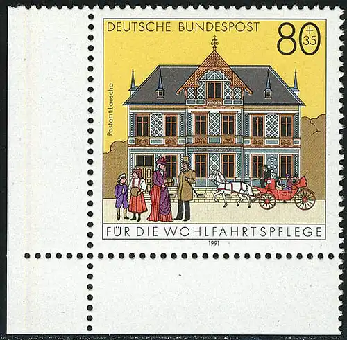 1566 Bureau de poste Lauscha 80+35 Pf ** Coin et l.