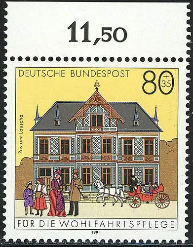 1566 Bureau de poste Lauscha 80+35 Pf ** Oberrand