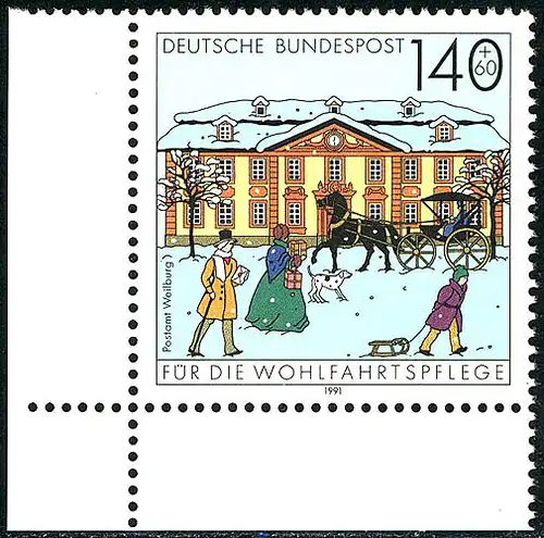 1568 Postamt Weilburg 140+60 Pf ** Ecke u.l.
