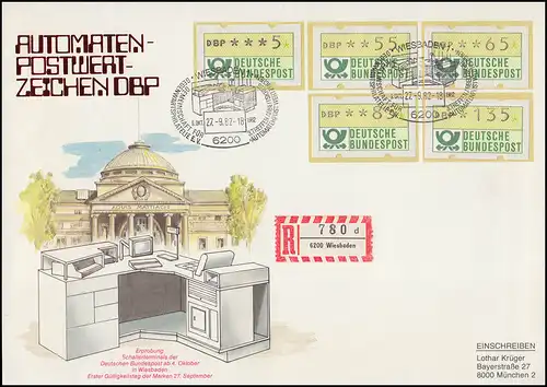 1.1 ATM Vert 5 Valeurs 5-135 Pfennig VS 4 sur le FDC de bijoux ESSEST WIESBADEN 27.9.82