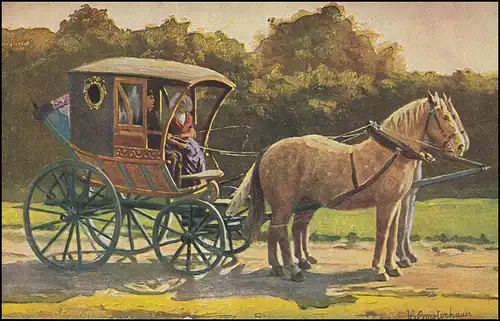 Niederlande Ansichtskarte: Pferdekutsche von Wormerveer 1790, ungebraucht