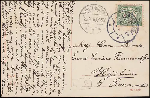 Pays-Bas Carte de vue: Parking à MAARSSEN 7.9.1910 vers HEIJTHUIZEN 8.9.10