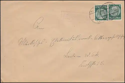 Landpost Gulow-Steinberg sur PERLEBERG LAND 2.1.34 sur lettre à Berlin