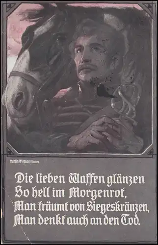 AK Reiter mit Pferd Gedicht Feier der Freiheitskriege Ausstellung Breslau 1913