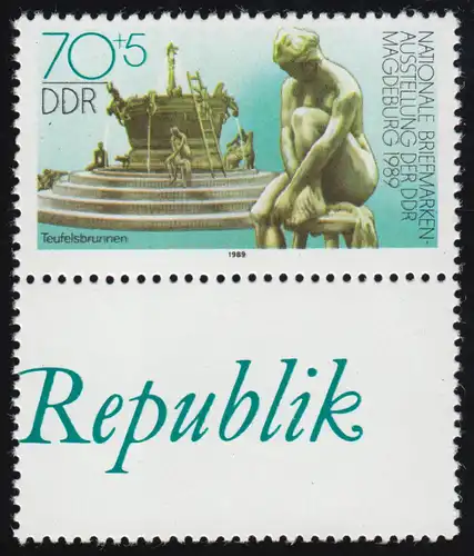 3266 Exposition Magdeburg 70 Pf - double impression de l'écriture noire **