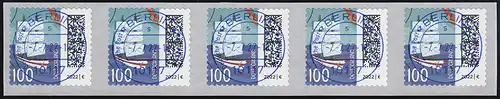 3653 Briefsegler 100 Cent sk aus 5000er, 5er-Streifen GERADE Nr EV-O VS Berlin