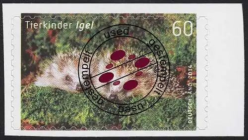 3054 Tierkinder: Igel, selbstklebend, aus FB 36, O gestempelt