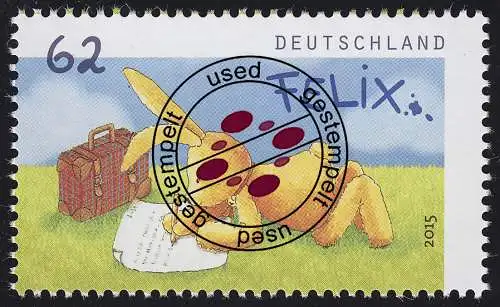 3141 Felix der Hase - Post von Felix 62 Cent nassklebend, gestempelt O