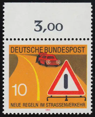 671 Straßenverkehr 10 Pf Panne ** Oberrand