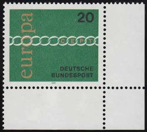 675 Europa 20 Pf Chaîne ** Coin et r.