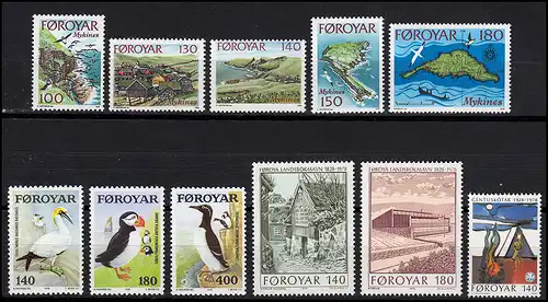 31-41 Dänemark-Färöer Jahrgang 1978 komplett, ** postfrisch