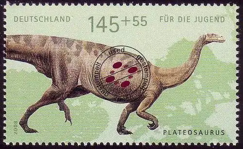 2690 Dinosaurier 145+55 C Plateosaurus aus Block 73, gestempelt O