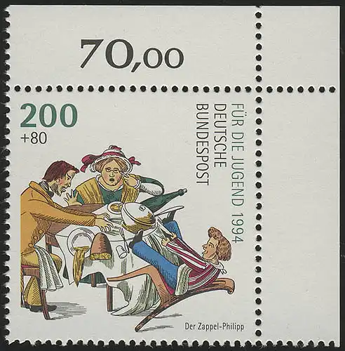 1730 Le philippe zappé 200+80 Pf ** coin o.r.