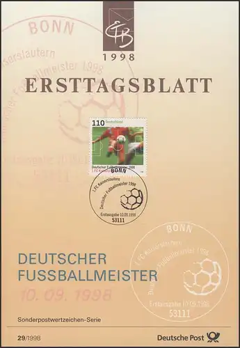 ETB 29/1998 Champion de football, 1er FC Kaiserslautern