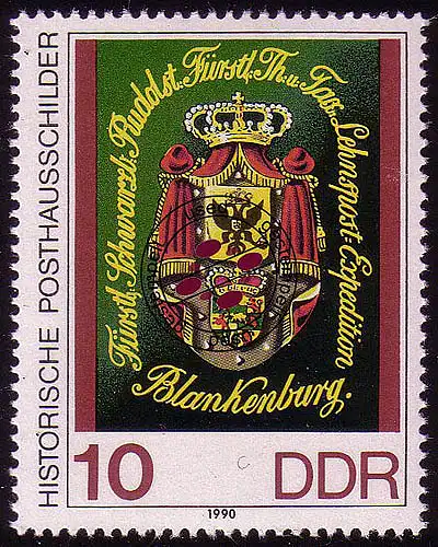 3306 Historische Posthausschilder 10 Pf 36x45 mm O gestempelt