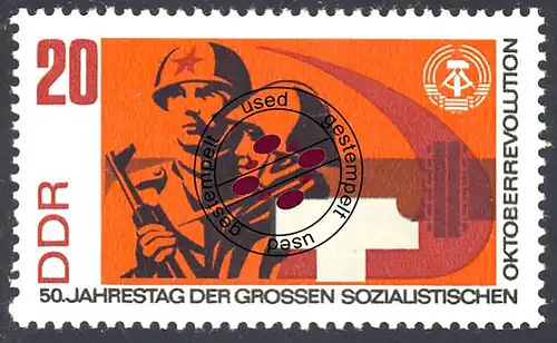 1315A Oktoberrevolution Soldaten 20 Pf, gezähnt, O