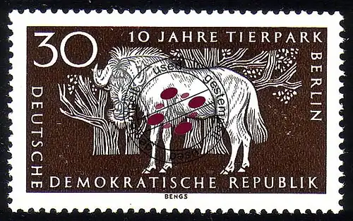 1095 Tierpark Berlin Weißschwanz-Gnu 30 Pf O gestempelt