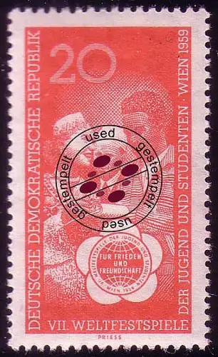 705 Weltfestspiele 20 Pf O