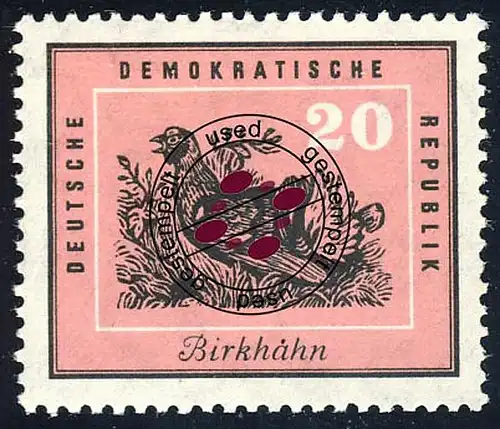 701 oiseaux Birkhuhn 20 Pf O