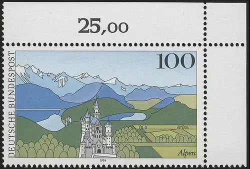 1742 Alpes Château de Neuschwanstein ** coin o.r.