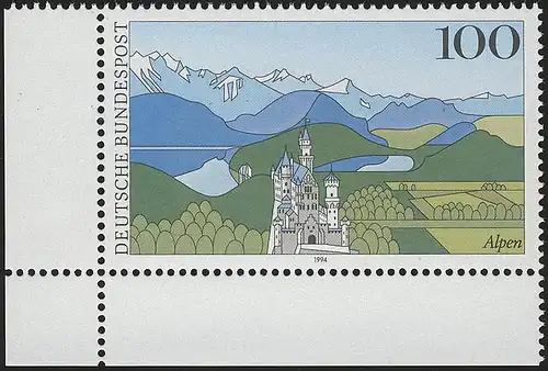 1742 Alpen Schloß Neuschwanstein ** Ecke u.l.