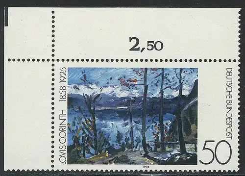 986 Impressionismus 50 Pf Corinth ** Ecke o.l.