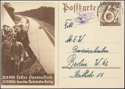 Pays-Bas Jänickendorf via LUCKENWALDE 2.11.36 sur carte postale spéciale