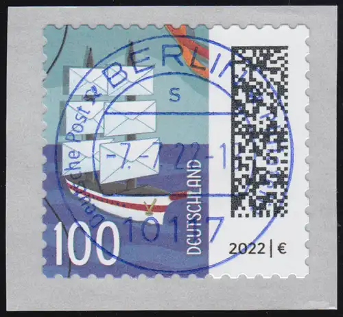3653 Briefsegler 100 Cent sk aus 5000er mit GERADER Nummer, ET-O VS Berlin