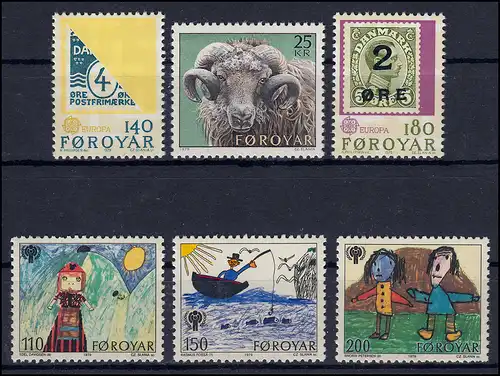 42-47 Danemark-Färöer 1979 complet, ** frais de port