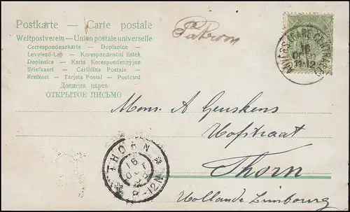 Caricature-AK lait directement de la vache: nourrissons en buvant du lait, ANVERS 1908