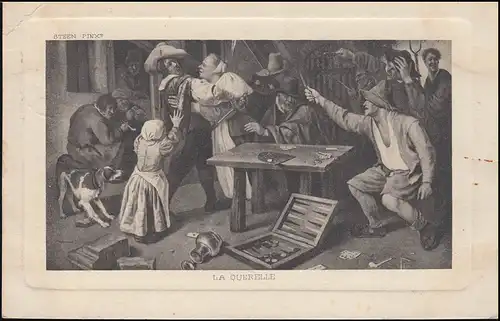 Artiste-AK peinture de Jan Steen: Conflit de joueur de cartes, ANTHISNES 12.4.1912