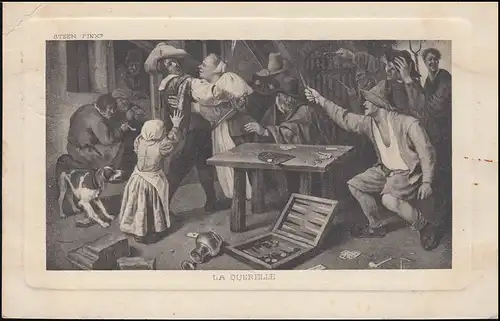 Künstler-AK Gemälde von Jan Steen: Kartenspieler-Streit, ANTHISNES 12.4.1912