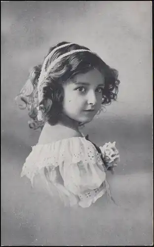 Kinder-AK Mädchenportrait mit Haarschmuck, BRÜSSEL 16.8.1913