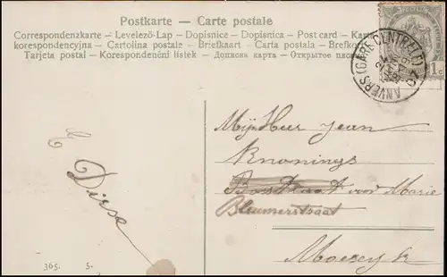 Tier-AK Mädchen in Matrosenkleid mit Schafen, ANTWERPEN / ANVERS 24.6.1907