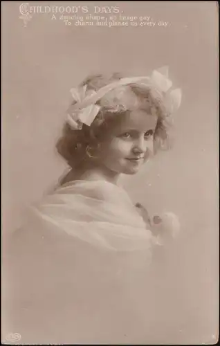 Childhood's Day AK Journée de l'enfant: Portrait de fille avec boucle de cheveux, DUBLIN 1919